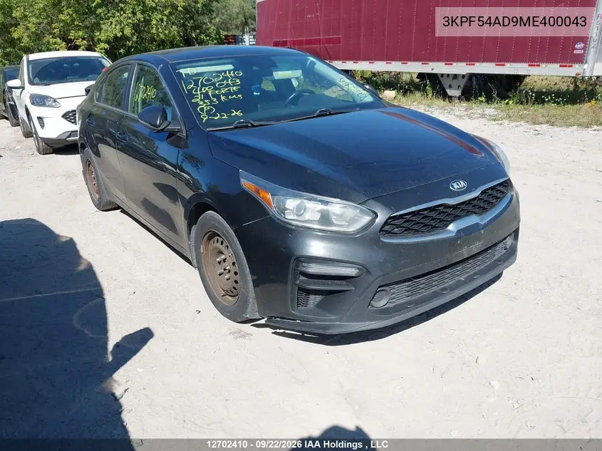 KIA FORTE 2021, VIN 3KPF54AD9ME400043