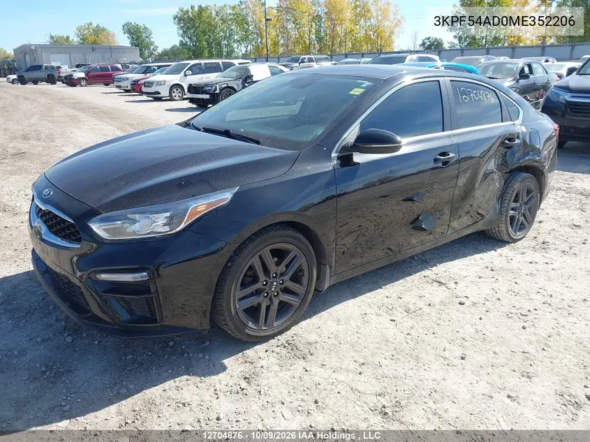 2021 KIA FORTE VIN 3KPF54AD0ME352206 — фото 2