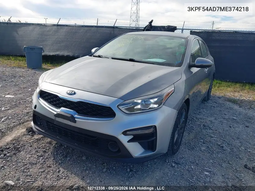 2021 KIA FORTE VIN 3KPF54AD7ME374218 — фото 3