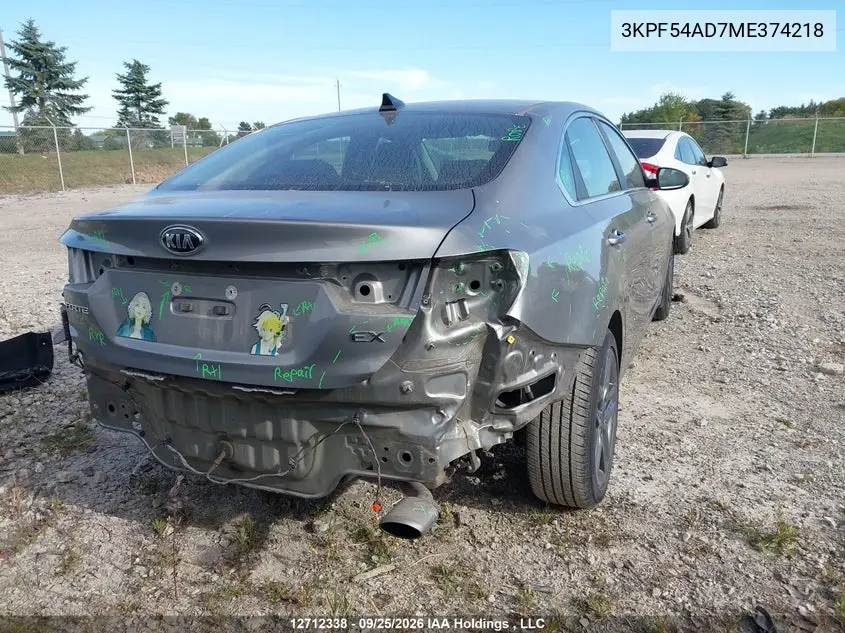 KIA FORTE 2021, VIN 3KPF54AD7ME374218
