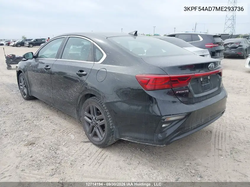 2021 KIA FORTE VIN 3KPF54AD7ME293736 — фото 3
