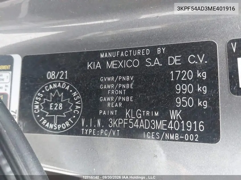 2021 KIA FORTE VIN 3KPF54AD3ME401916 — фото 19