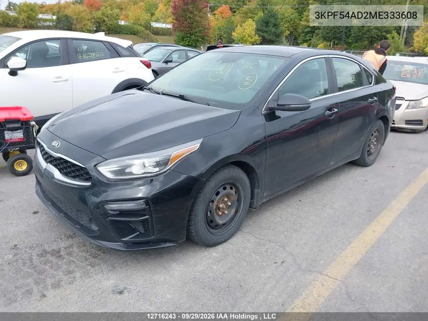 2021 KIA FORTE VIN 3KPF54AD2ME333608 — фото 2