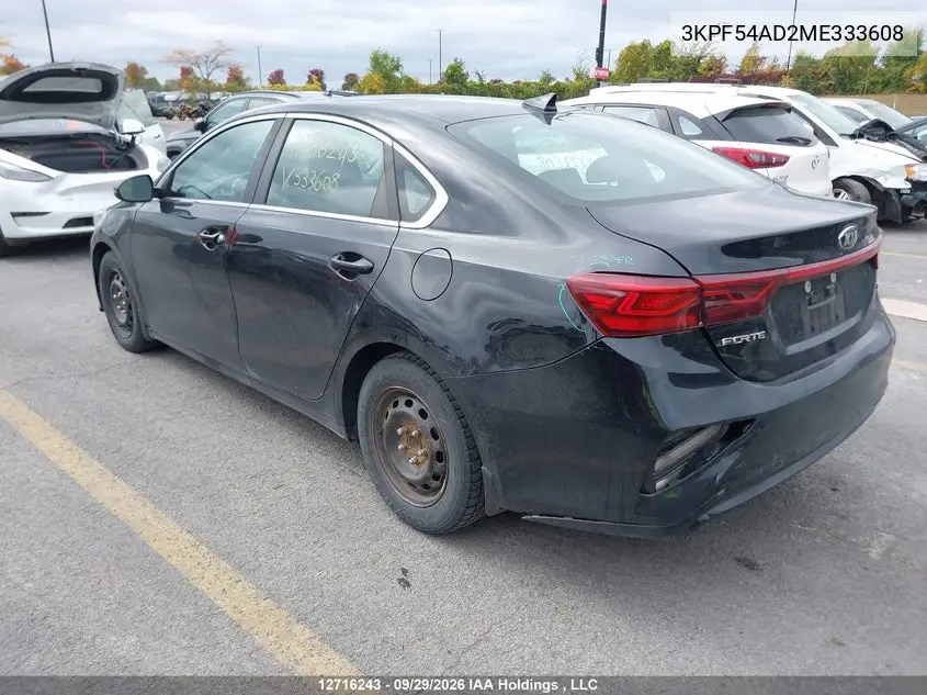 2021 KIA FORTE VIN 3KPF54AD2ME333608 — фото 3