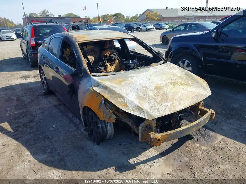 KIA FORTE 2021, VIN 3KPF54AD6ME391270
