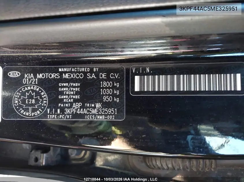 2021 KIA FORTE VIN 3KPF44AC5ME325951 — фото 9