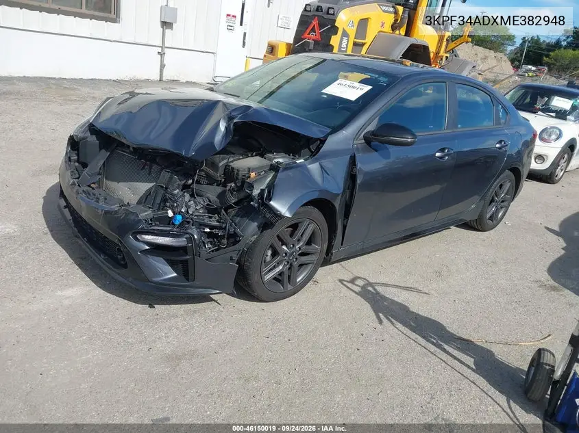 2021 KIA FORTE VIN 3KPF34ADXME382948 — фото 2