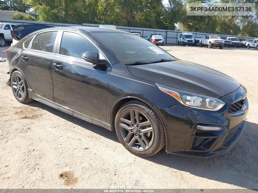 KIA FORTE 2021, VIN 3KPF34AD0ME357136
