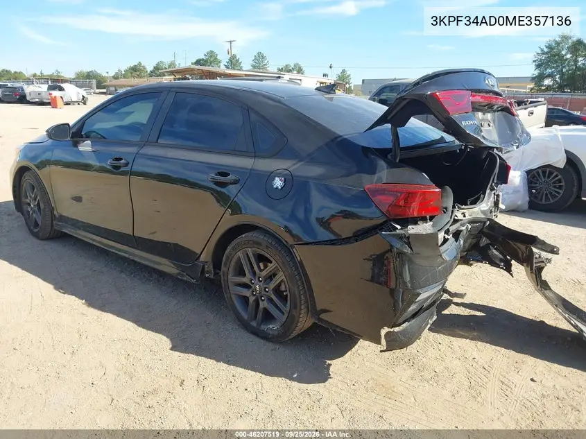 2021 KIA FORTE VIN 3KPF34AD0ME357136 — фото 3