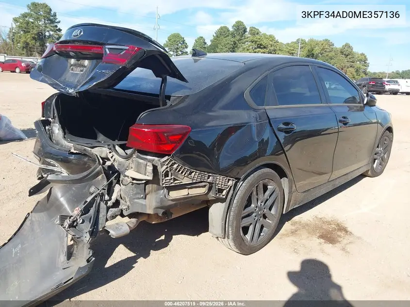 2021 KIA FORTE VIN 3KPF34AD0ME357136 — фото 4