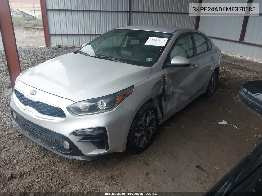 2021 KIA FORTE VIN 3KPF24AD6ME370685 — фото 2