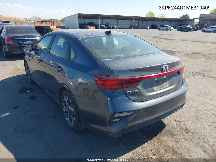 2021 KIA FORTE VIN 3KPF24AD1ME310409 — фото 3