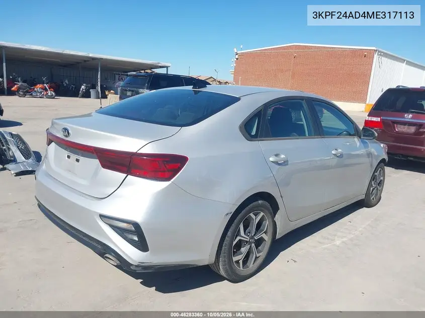 2021 KIA FORTE VIN 3KPF24AD4ME317113 — фото 4