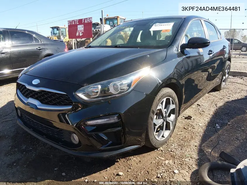 2021 KIA FORTE VIN 3KPF24AD4ME364481 — фото 2