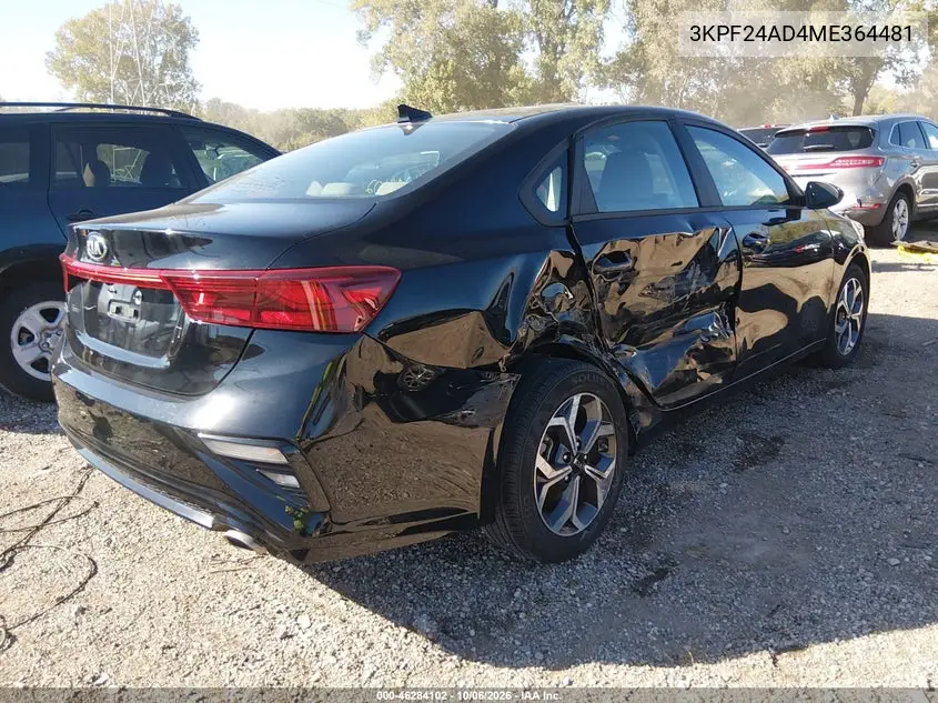 2021 KIA FORTE VIN 3KPF24AD4ME364481 — фото 4