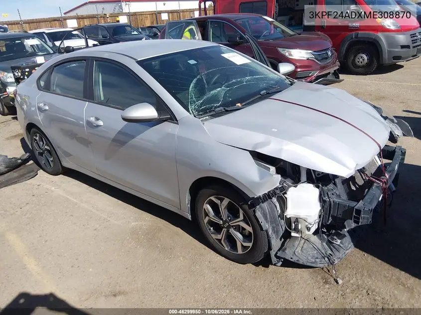 KIA FORTE 2021, VIN 3KPF24ADXME308870