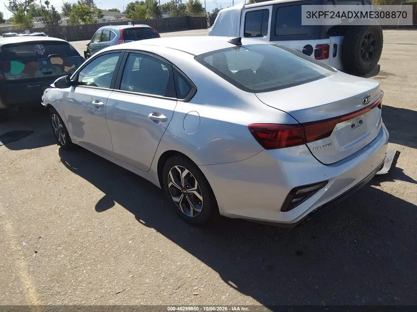 2021 KIA FORTE VIN 3KPF24ADXME308870 — фото 3