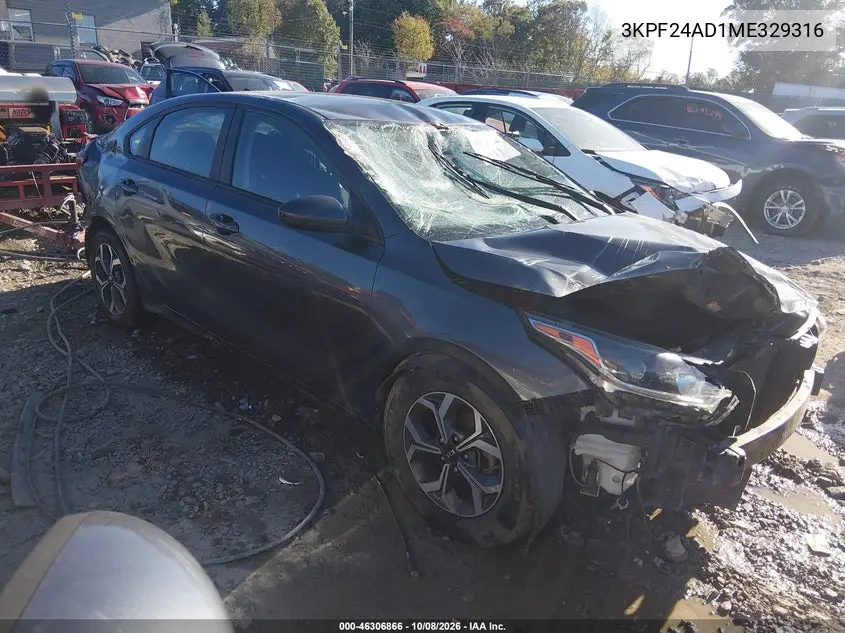 KIA FORTE 2021, VIN 3KPF24AD1ME329316