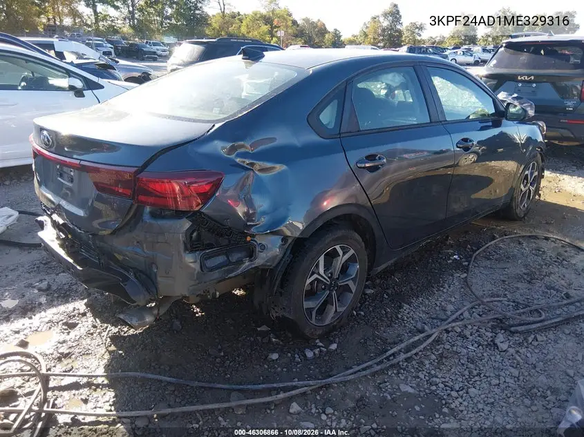 2021 KIA FORTE VIN 3KPF24AD1ME329316 — фото 4