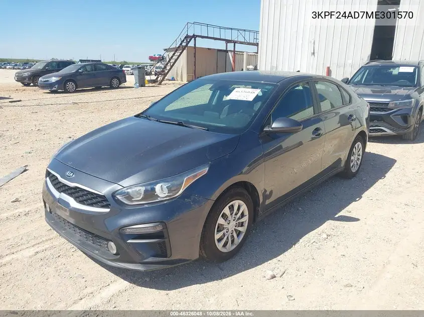 2021 KIA FORTE VIN 3KPF24AD7ME301570 — фото 2