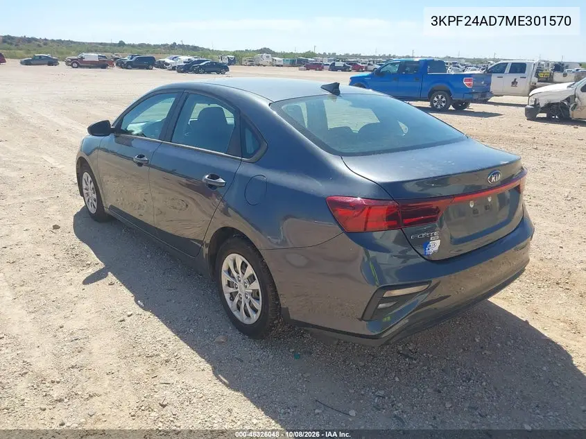 2021 KIA FORTE VIN 3KPF24AD7ME301570 — фото 3