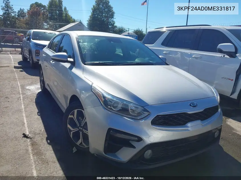 KIA FORTE 2021, VIN 3KPF24AD0ME331817
