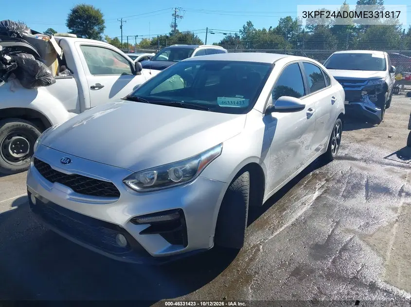 2021 KIA FORTE VIN 3KPF24AD0ME331817 — фото 2