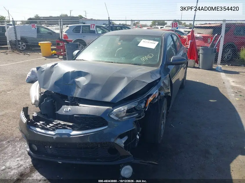 2021 KIA FORTE VIN 3KPF24AD0ME354420 — фото 2