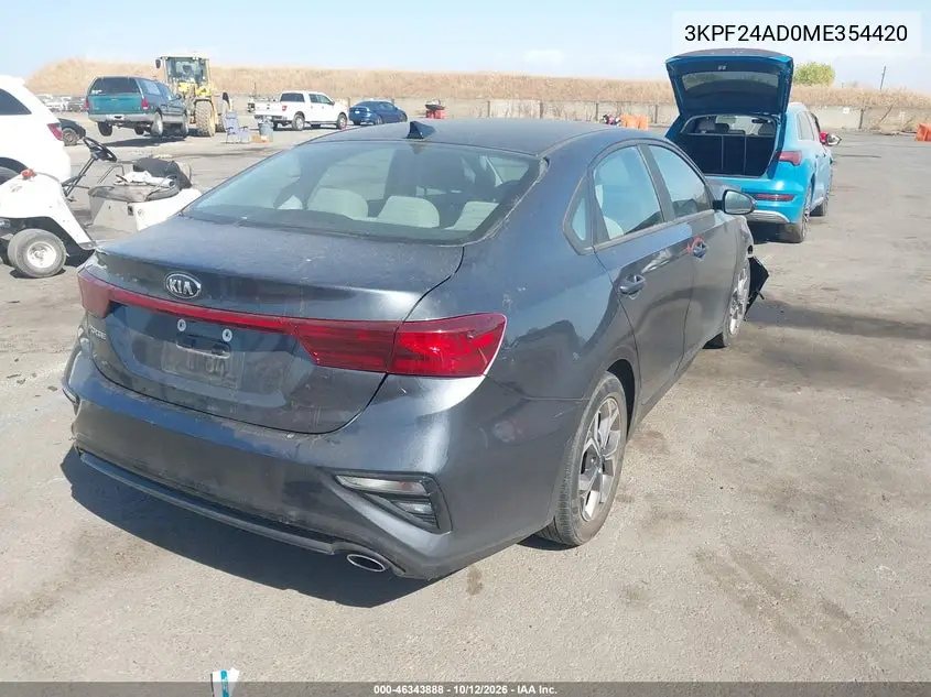 2021 KIA FORTE VIN 3KPF24AD0ME354420 — фото 4
