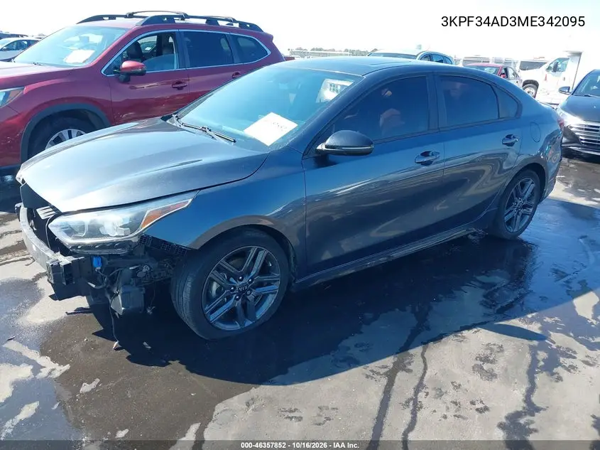 2021 KIA FORTE VIN 3KPF34AD3ME342095 — фото 2