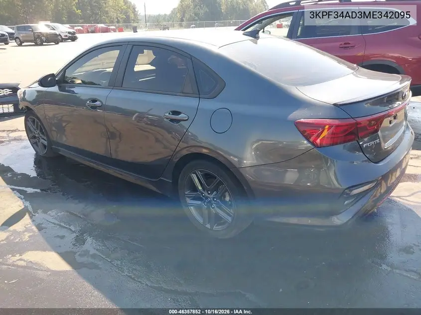 2021 KIA FORTE VIN 3KPF34AD3ME342095 — фото 3