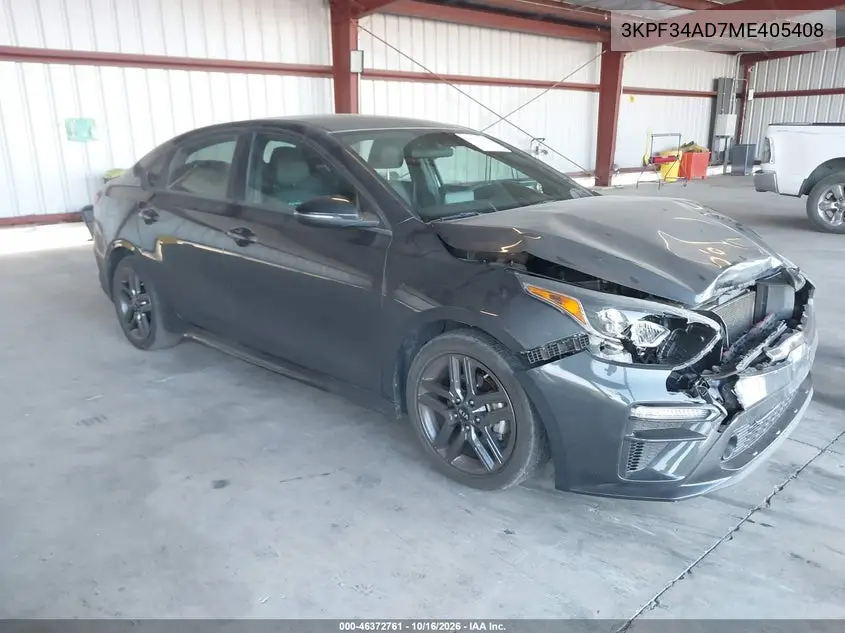 KIA FORTE 2021, VIN 3KPF34AD7ME405408
