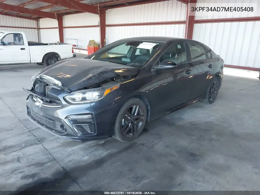 2021 KIA FORTE VIN 3KPF34AD7ME405408 — фото 2