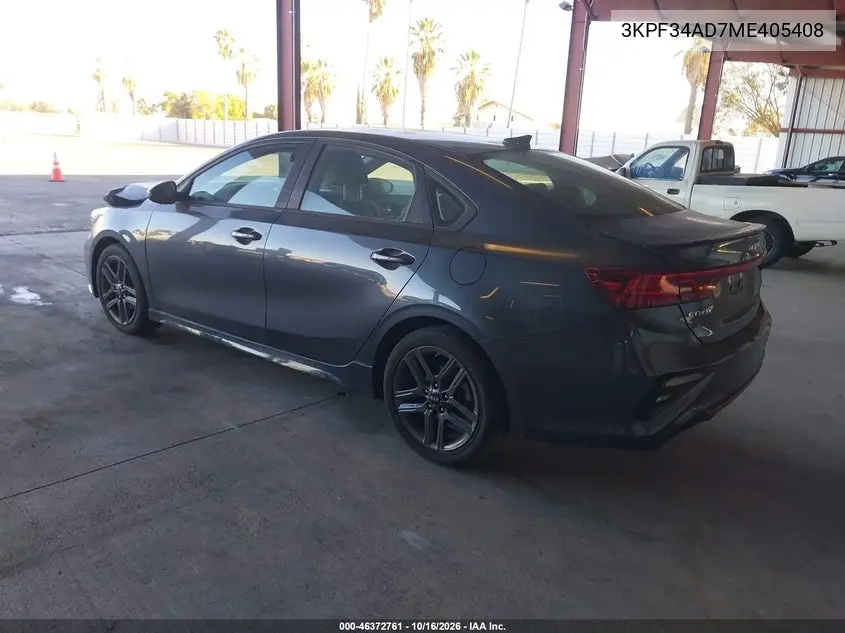 2021 KIA FORTE VIN 3KPF34AD7ME405408 — фото 3