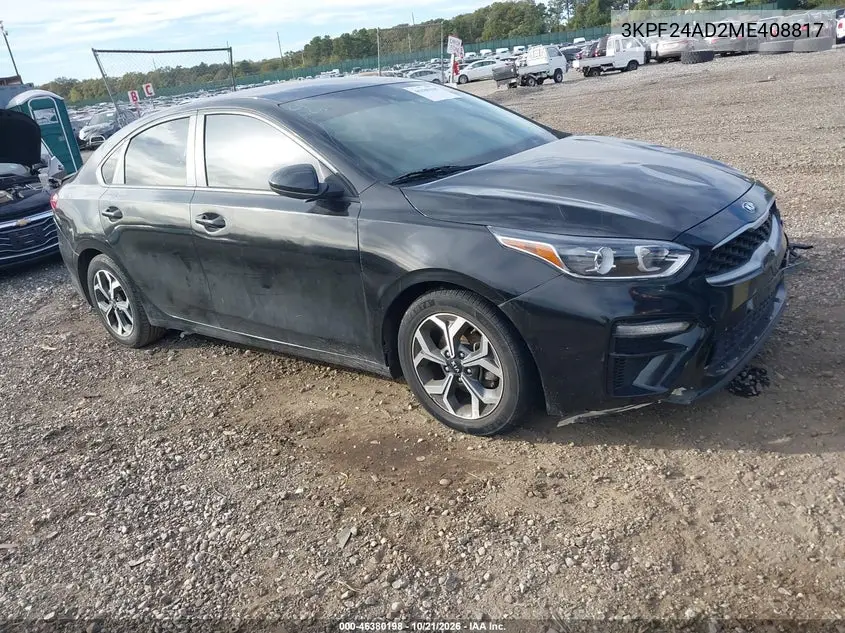KIA FORTE 2021, VIN 3KPF24AD2ME408817