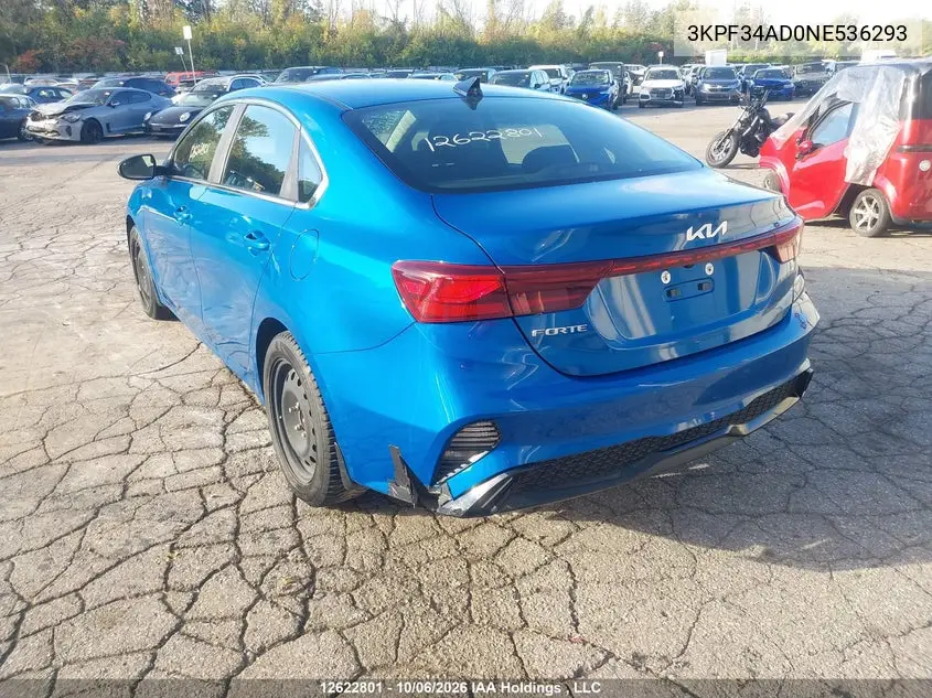 2022 KIA FORTE VIN 3KPF34AD0NE536293 — фото 3