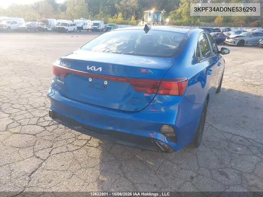 2022 KIA FORTE VIN 3KPF34AD0NE536293 — фото 4