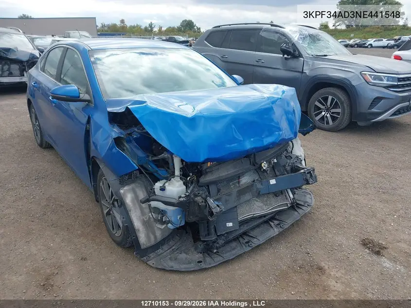 KIA FORTE 2022, VIN 3KPF34AD3NE441548