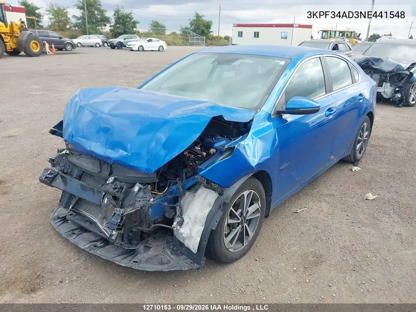 2022 KIA FORTE VIN 3KPF34AD3NE441548 — фото 2
