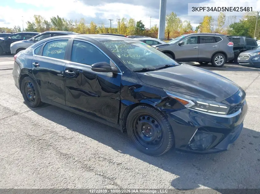 KIA FORTE 2022, VIN 3KPF34AD5NE425481