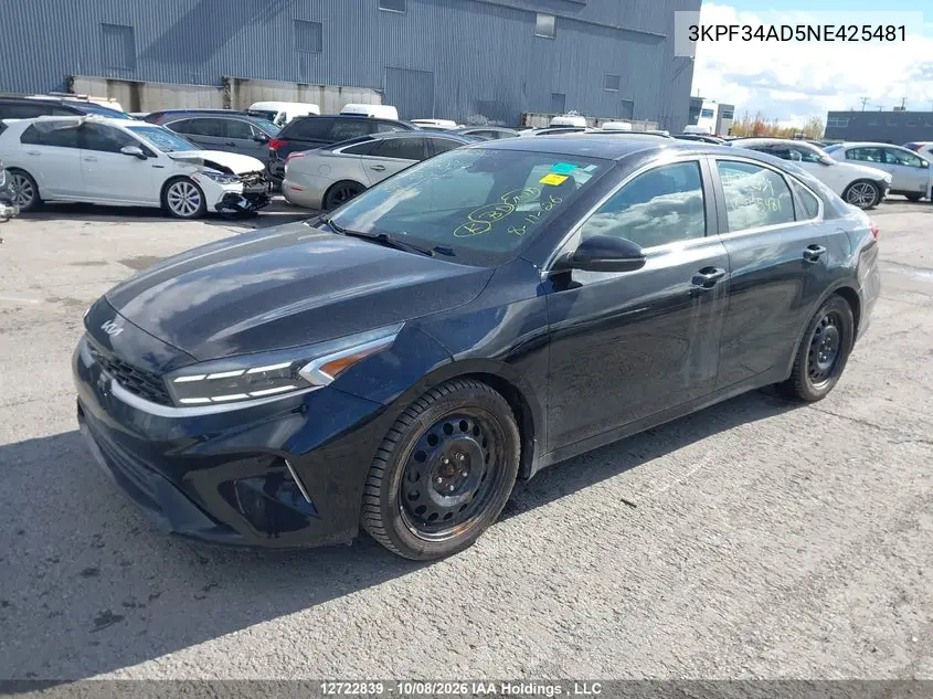 2022 KIA FORTE VIN 3KPF34AD5NE425481 — фото 2