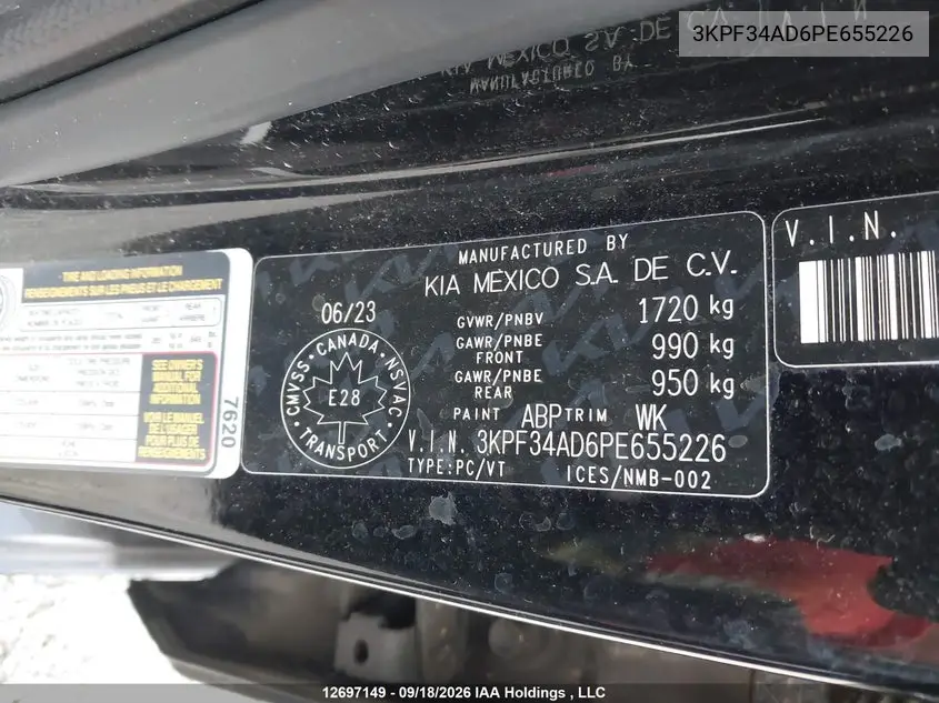 2023 KIA FORTE VIN 3KPF34AD6PE655226 — фото 9