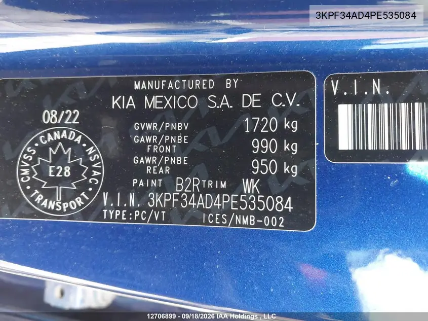 2023 KIA FORTE VIN 3KPF34AD4PE535084 — фото 9