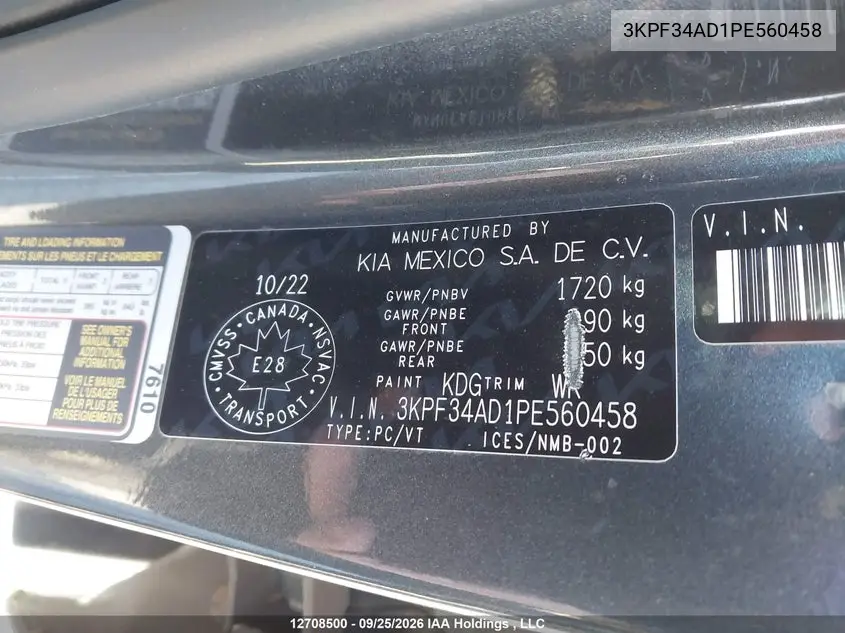 2023 KIA FORTE VIN 3KPF34AD1PE560458 — фото 9
