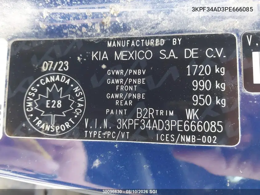 2023 KIA FORTE VIN 3KPF34AD3PE666085 — фото 9