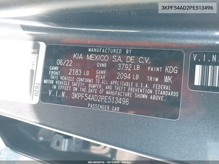 2023 KIA FORTE VIN 3KPF54AD2PE513496 — фото 9
