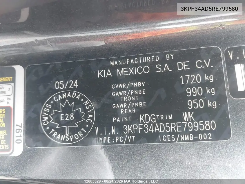 2024 KIA FORTE VIN 3KPF34AD5RE799580 — фото 21
