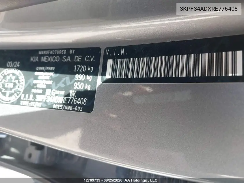 2024 KIA FORTE VIN 3KPF34ADXRE776408 — фото 9