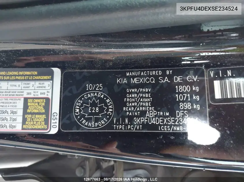 2025 KIA K4 VIN 3KPFU4DEXSE234524 — фото 9