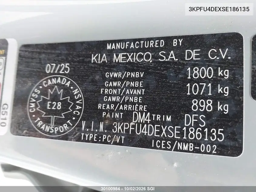 2025 KIA K4 VIN 3KPFU4DEXSE186135 — фото 9